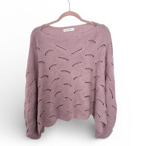 Anthropologie Pink Open Cable Knit Crop Poncho Sweater Pink By Moon & Madison S